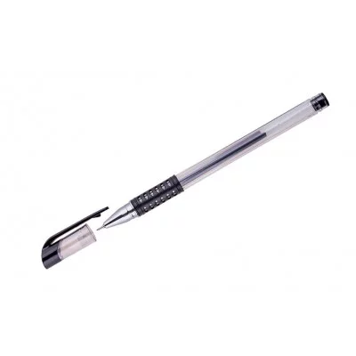 Ручка гелевая OfficeSpace черная, 0,5мм, грип, игольчатый стержень 221708