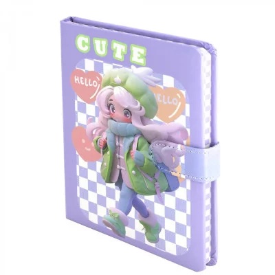 Подарочный блокнот 11,0 см * 18,0 см , 7БЦ, Alingar, ПВХ, поролон, магнитный клапан, 112л., линия, ляссе, цветной срез, "Милая модница", розовый AL11593