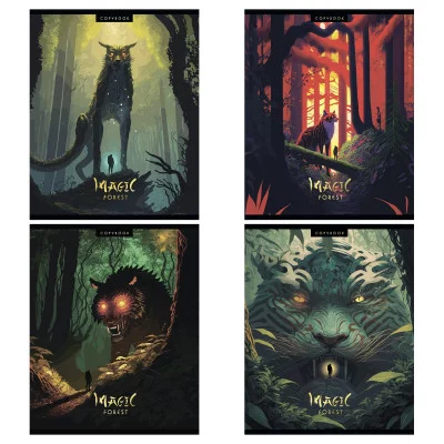 Тетрадь 60л., А5, клетка BG "Магический лес", матовая ламинация, тиснение фольгой 350640