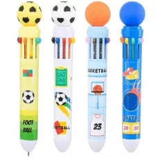 Авторучка 10-ти цветная SPORTS  детская цветной корпус с рисунком ассорти JD-6647