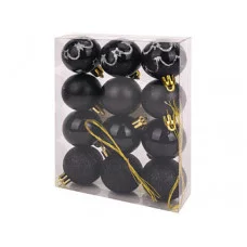 Набор елочных шаров 12шт. Чудеса, 4см,черный с узором НУ-5629
