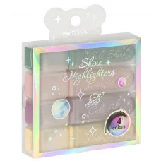 Набор текстовыделителей MESHU "Shiny", 04цв., пастельные цвета c глиттером, 1-5мм, ПВХ бокс, европодвес 376108