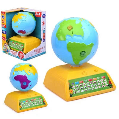 Говорящий глобус с планшетом "Азбука животных" (150 фактов, звуков, свет, на бат.) в коробке HT699-R