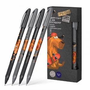 Ручка шариковая ErichKrause U-109 Stick&Grip Happy Capy 1.0, Ultra Glide Technology, цвет чернил синий 1шт 61101