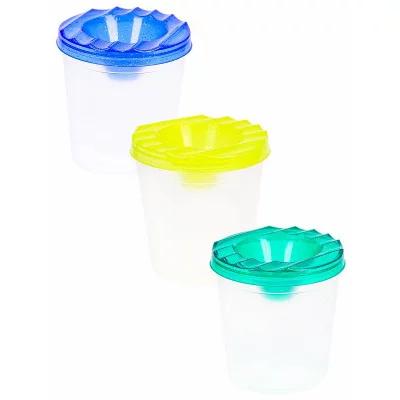 Стакан-непроливайка, одинарный, прозрачный, с блестками (С-2071) 3 цвета, МИКС С-2071