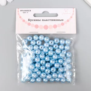 Набор бусин "Рукоделие" пластик, диаметр 8 мм, 25 гр, голубой 9527199