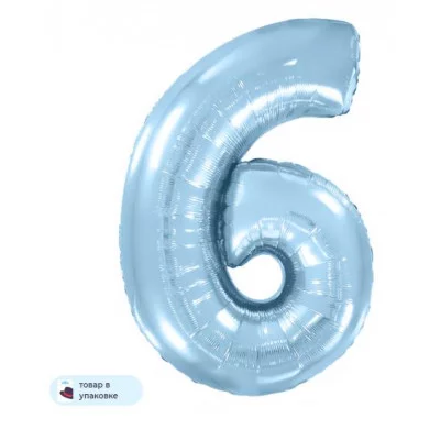 Шар (40\'\'/102 см) Цифра, 6, Голубой, Макарунс, 1 шт. в уп. B901766AB