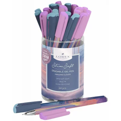 Ручка гелевая стираемая LOREX Slim Soft HANGING CLOUDS 0,5 мм синий 1 шт ultra-soft touch 234438
