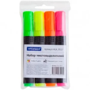 Набор текстовыделителей OfficeSpace 4цв., 1-4мм, чехол с европодвесом Спейс 228786