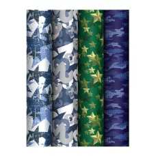 Упаковочная бумага глянц. 70*100см, MESHU "Military", 80 г/м2, ассорти, 4 дизайна 372637