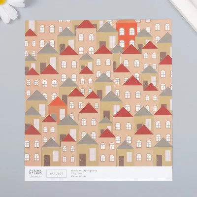 Бумага для скрапбукинга "Домики" плотность 180 гр 15,5х17 см 7907884