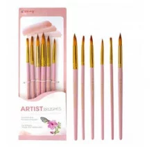 Набор кистей Yalong нейлон 6 шт, круглые №2, №4, №6, №8, №10, №12, деревянная ручка, блистер, европодвес, ассорти YL213701-1