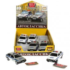 Машина металл LADA-2108 МИЛИЦИЯ 12 см, двер, баг, инерц, ассорт, дисп. Технопарк  LADA2108-12DB6-POL