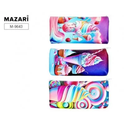 Пенал-косметичка ICE CREAM, 19.5х9х2.5 см, на молнии, полиуретан, ассорти 3 дизайна, ОПП-упаковка