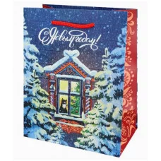 Dream cards Пакет подароч. с мат.лам. и глит. 18х23х10 см (M) Новогодняя ночь 190г ППК-2303