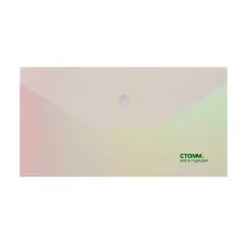 Папка-конверт на кнопке СТАММ "Сияние" С6, 180мкм, пластик, непрозрачная, белый 377057