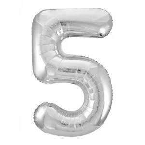 Шар Agura Slim серебро цифра 5 (40\'\'/102 см) 754559