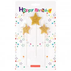 Свечи "Звездочки" 3шт. в наборе. Цвет - золото или серебро DV-H-1279