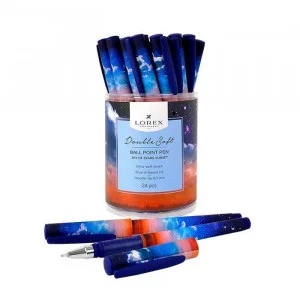 Ручка маслян. LOREX SKY OF STARS.SUNSET серия Double Soft 0,70 мм синий, резин.грип, кругл. прорезин 189551