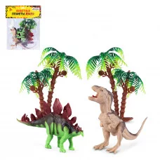 ТМ "КОМПАНИЯ ДРУЗЕЙ", серия "Животные планеты Земля", набор "Динозавры" 2 шт (4 предмета) 11-13 см в/п 21х24 см JB0211768