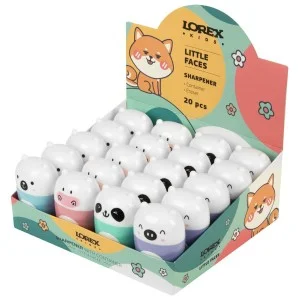 Точилка LOREX KIDS LITTLE FACES с контейнером и ластиком, корпус пластик 1 отвер. резиновые вставки цвет ассорти 252147