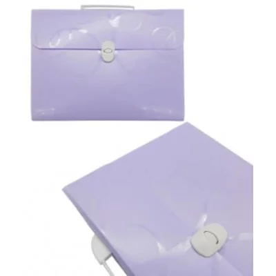 Папка портфель 12 отд. DD-205 Сиреневый пластиковый с узором, с застежкой и ручкой 329301
