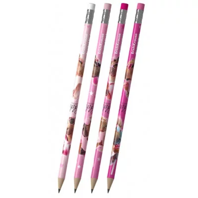 Чернографитный карандаш пластиковый ErichKrause CapyBarbara круглый с ластиком НВ  62771