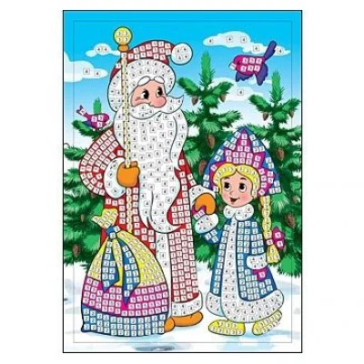 МОЗАЙКА МЯГКАЯ. формат А4. СНЕГУРОЧКА И ДЕД МОРОЗ (Арт. М-8702)