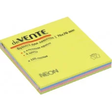 Блок самоклеящийся стикеры 76*76 100л 4цв неон DEVENTE 2010719 581809
