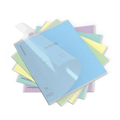 Тетрадь школьная ученическая с пластиковой обложкой на скобе, 1шт, ErichKrause Классика CoverPrо, цвет - ассорти, А5+, 18 листов, линейка_MIX-PACK 56357