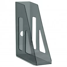 Лоток для бумаг вертикальный СТАММ "Актив", тонированный черный, ширина 70мм 351498