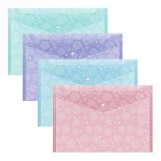Папка-конверт на кнопке пластиковая ErichKrause Pastel Dots, B5, ассорти 54690