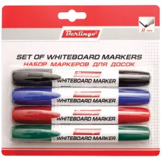 Набор маркеров для белых досок Berlingo 4цв., пулевидный, 2мм, блистер BERLINGO_ 163732