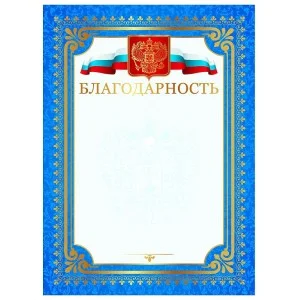 Бланк А4 Благодарность ГБ-9306