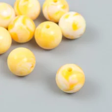 Бусины пластик "Разводы краски. Жёлтые" набор 20 гр d=1,6 см   9424518