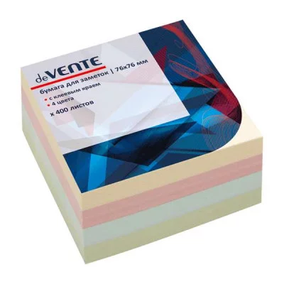 Блок самоклеящийся (стикеры) 76*76 400л 4цв пастель DEVENTE 2010341 581691