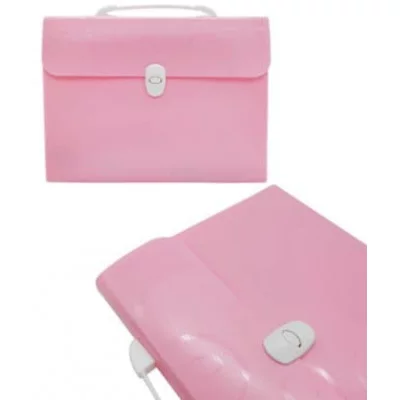 Папка портфель 12 отд. DD-204 Розовый пластиковый с узором, с застежкой и ручкой 329300