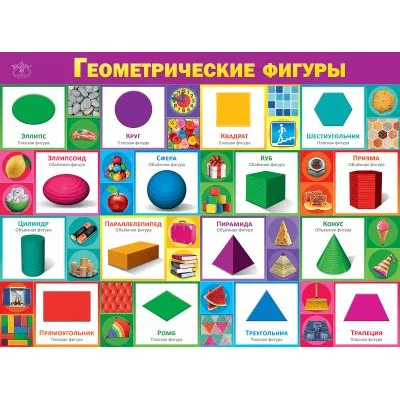 Плакат а2 "Геометрические фигуры" Праздник 01120