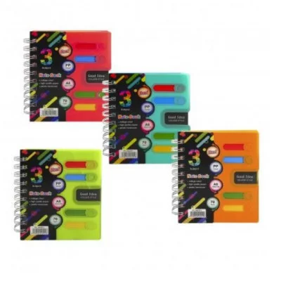 Записная книжка А6, Alingar, гребень, пластиковая обложка, с разделителями, ассорти, клетка, 120 л. Трендовые тона AL10563