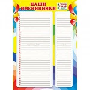 Плакат А4 "Именинники" ГК ГОРЧАКОВ 070.408 252562