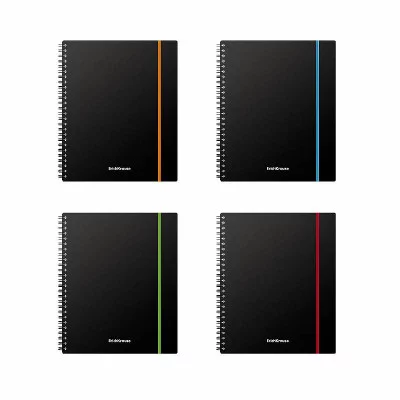 Тетрадь общая с пластиковой обложкой на спирали ErichKrause Accent, 1 шт, А5+, 80 листов, клетка, на резинке 53141