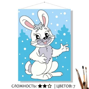 Картина по номерам на холсте 20х16 "Зимний зайка" КН2015292