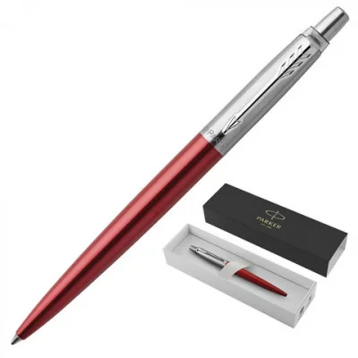 Ручка шариковая JOTTER KENSINGTON RED CT, корпу нерж. сталь, синие чернила M, 1953187