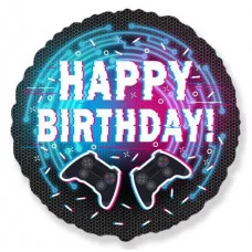 Шар (18\'\'/46 см) Круг, С Днем Рождения! (гейм-пати), 1 шт. 401623