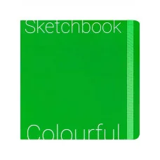 Скетчбук Colorful Green 200х200мм (7БЦ,soft touch,блок 72л:цветной120г,крафт78г С72-9045
