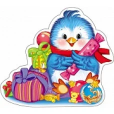ФМ-10860 Плакат вырубной А4. Птичка с новогодними подарками (с блестками в лаке) / (серия) Сфера (о) С Новым годом