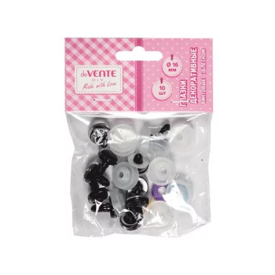 Глазки винтовые с фиксатором круглые черные d16 10шт с блеском е/п DEVENTE 8001331 181564