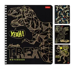 Тетрадь 48л А5ф клетка 65г/кв.м на гребне мат.ламин. 3D фольга 4 диз.в блоке серия -ДИНОзавры- 075843