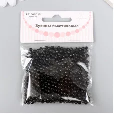 Набор бусин "Рукоделие" пластик, диаметр 4 мм, 25 гр, черный 9527153