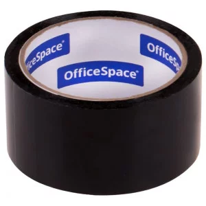 Клейкая лента упаковочная OfficeSpace, 48мм*40м, 45мкм, черная, ШК 256533